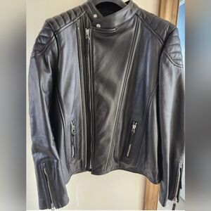 Boda Skins Men's Black Leather Biker Jacket, XL